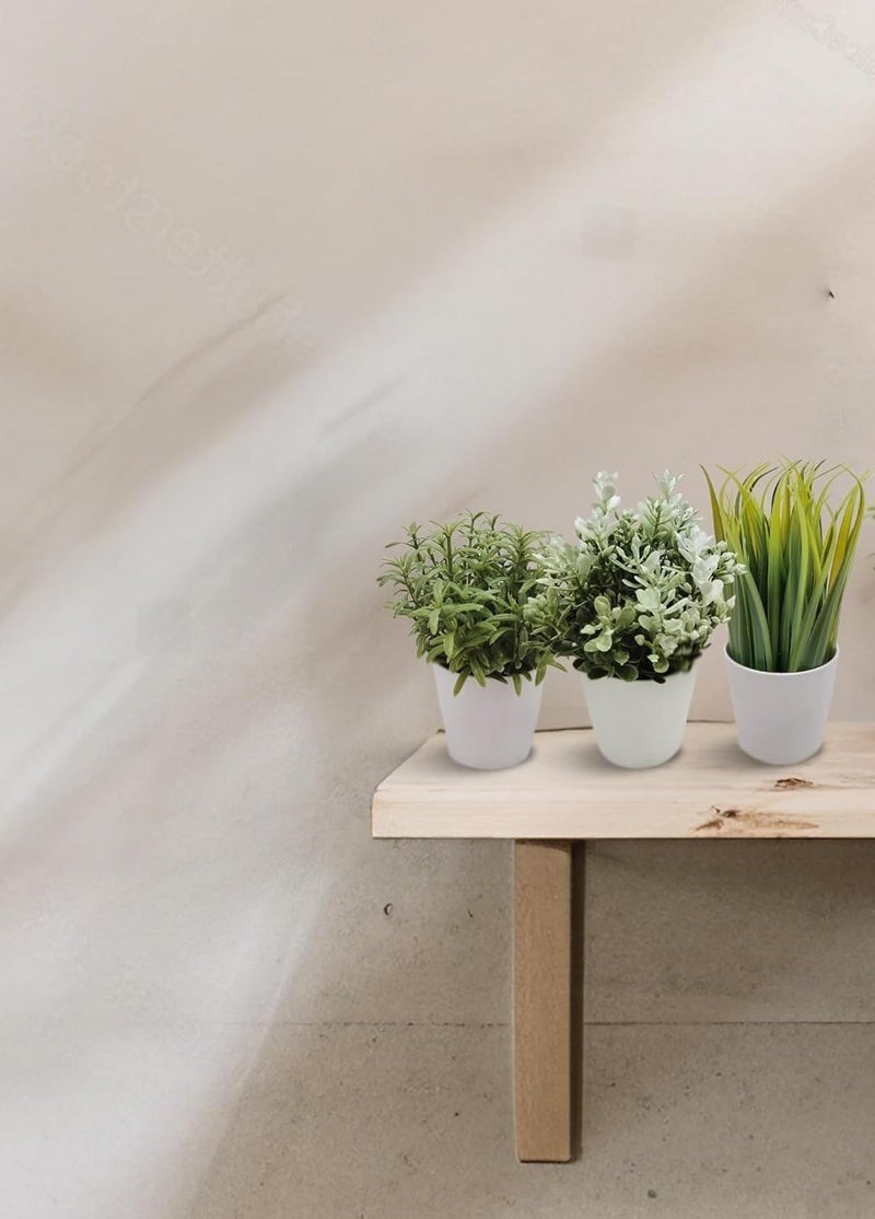 PAPERI Artificial Mini Plants for Home Décor – Fake Rosemary, Wheatgrass & Thyme in Pots, Indoor Plants for Bathroom, Living Room Table Decorations,Small Plastic Trees, Arrangements(Set 3) - Image 2