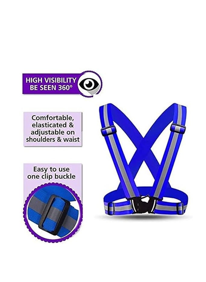 Generic 4 Pieces Adjustable Reflective Visibility Elastic Safety Belt For Night Running Construction Traffic Warehouse Visibility Security Jacket Reflective Strips Gear (Multicolor)  - Image 3
