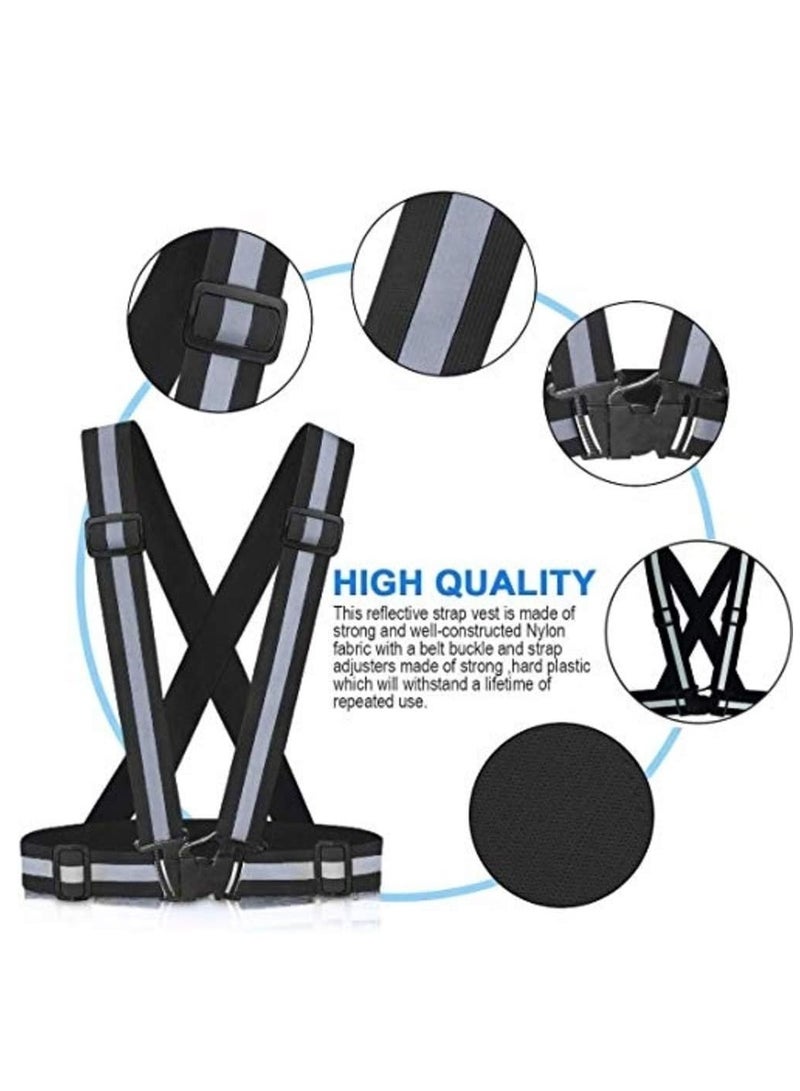 Generic 4 Pieces Adjustable Reflective Visibility Elastic Safety Belt For Night Running Construction Traffic Warehouse Visibility Security Jacket Reflective Strips Gear (Multicolor)  - Image 2