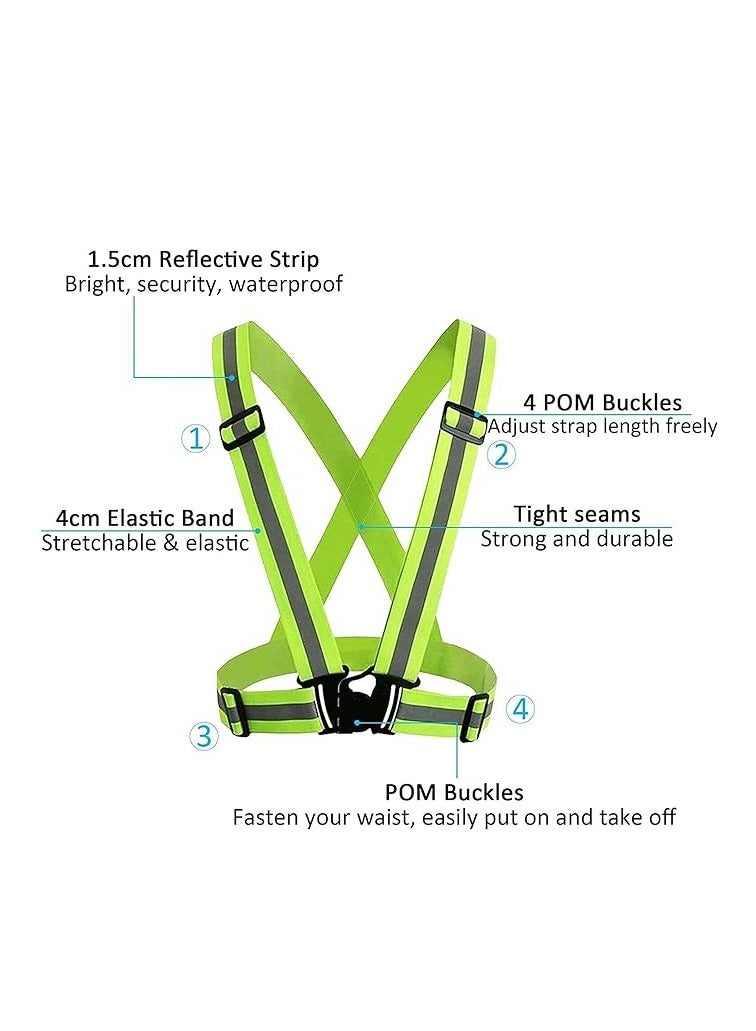 Generic 4 Pieces Adjustable Reflective Visibility Elastic Safety Belt For Night Running Construction Traffic Warehouse Visibility Security Jacket Reflective Strips Gear (Multicolor)  - Image 4
