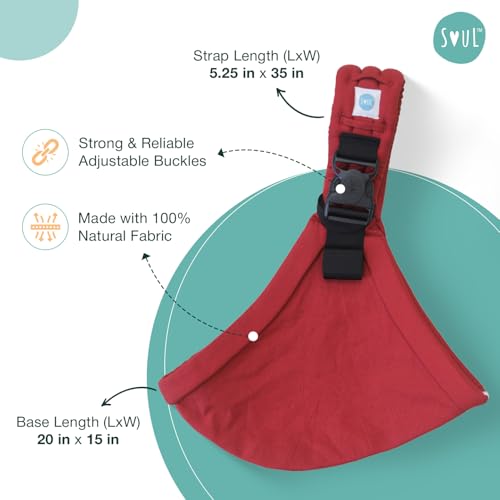 Soulslings Imbu Buckle Hip Sling Baby Carrier -100% Cotton - Ruby | Baby Toddler Carrier | Baby Sling Carrier | Lightweight Sling Baby Carrier for Babies & Toddlers | Adjustable for 6 - 30 Months (Upto 20kg) | - Image 3