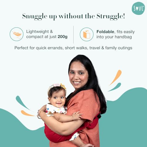 Soulslings Imbu Buckle Hip Sling Baby Carrier -100% Cotton - Ruby | Baby Toddler Carrier | Baby Sling Carrier | Lightweight Sling Baby Carrier for Babies & Toddlers | Adjustable for 6 - 30 Months (Upto 20kg) | - Image 4