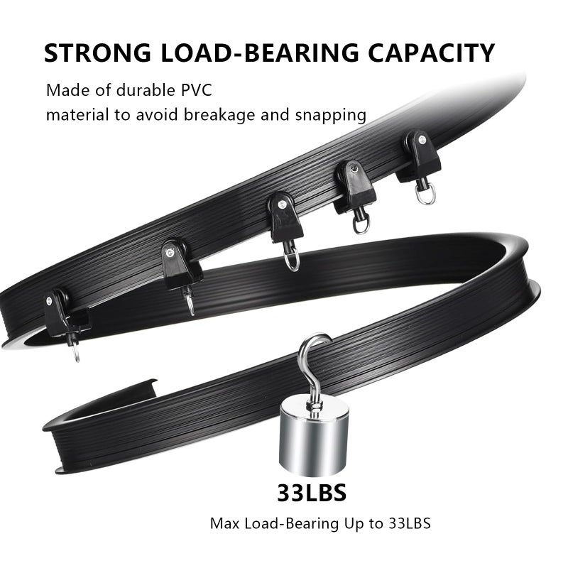 JIHXYER Flexible Bendable Ceiling Curtain Track, 9.8ft (3m) PVC, Metal, Plastic & Stainless Steel, Black, Ceiling Mounted - Image 4