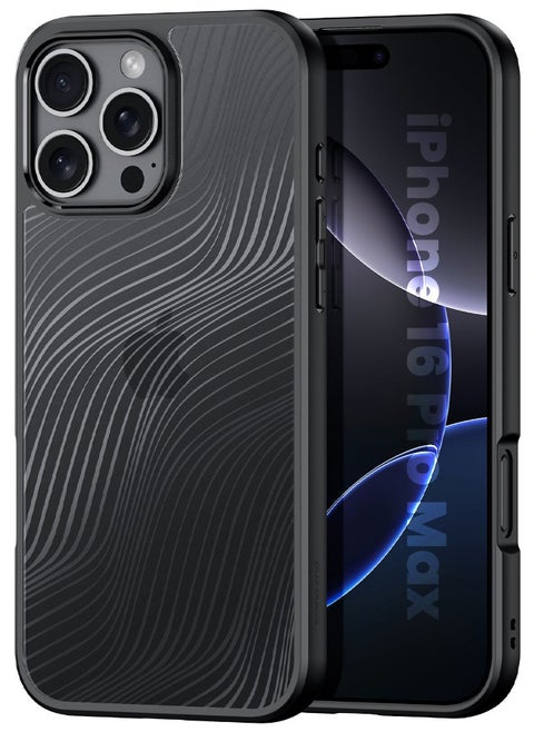 iPhone 16 Pro Max Case, [SGS Dropproof Certification][Streamline Texture][Frosted Feel] Slim Shockproof Frosted Case Cover for Apple iPhone 16 Pro Max, Black