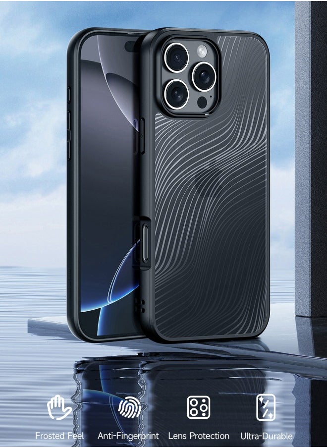 iPhone 16 Pro Max Case, [SGS Dropproof Certification][Streamline Texture][Frosted Feel] Slim Shockproof Frosted Case Cover for Apple iPhone 16 Pro Max, Black