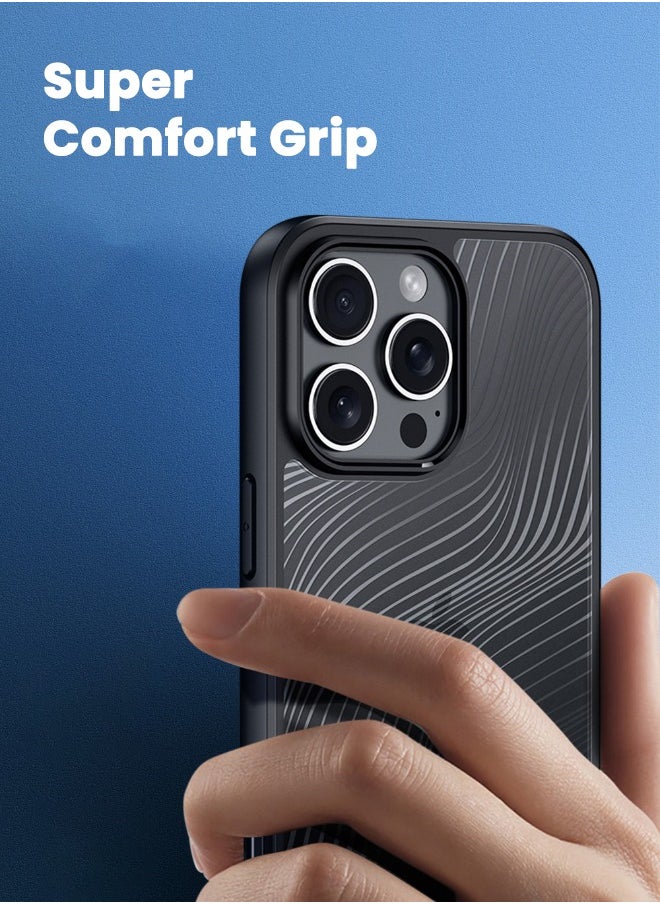 iPhone 16 Pro Max Case, [SGS Dropproof Certification][Streamline Texture][Frosted Feel] Slim Shockproof Frosted Case Cover for Apple iPhone 16 Pro Max, Black