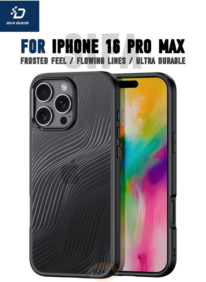 DUX DUCIS - iPhone 16 Pro Max Case, Anti-Drop Slim Shockproof Frosted Back Cover,  [SGS Dropproof Certification][Streamline Texture][Frosted Feel] Case Cover for Apple iPhone 16 Pro Max, Black - Image 1