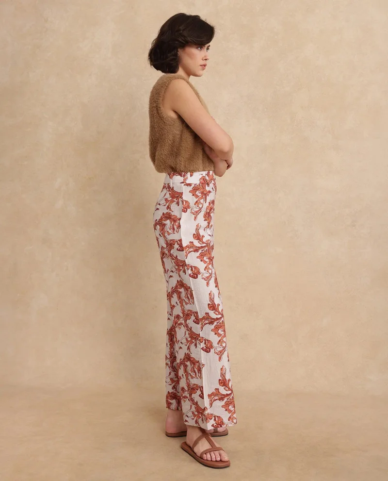Rareism Women's Printed Flared Trouser