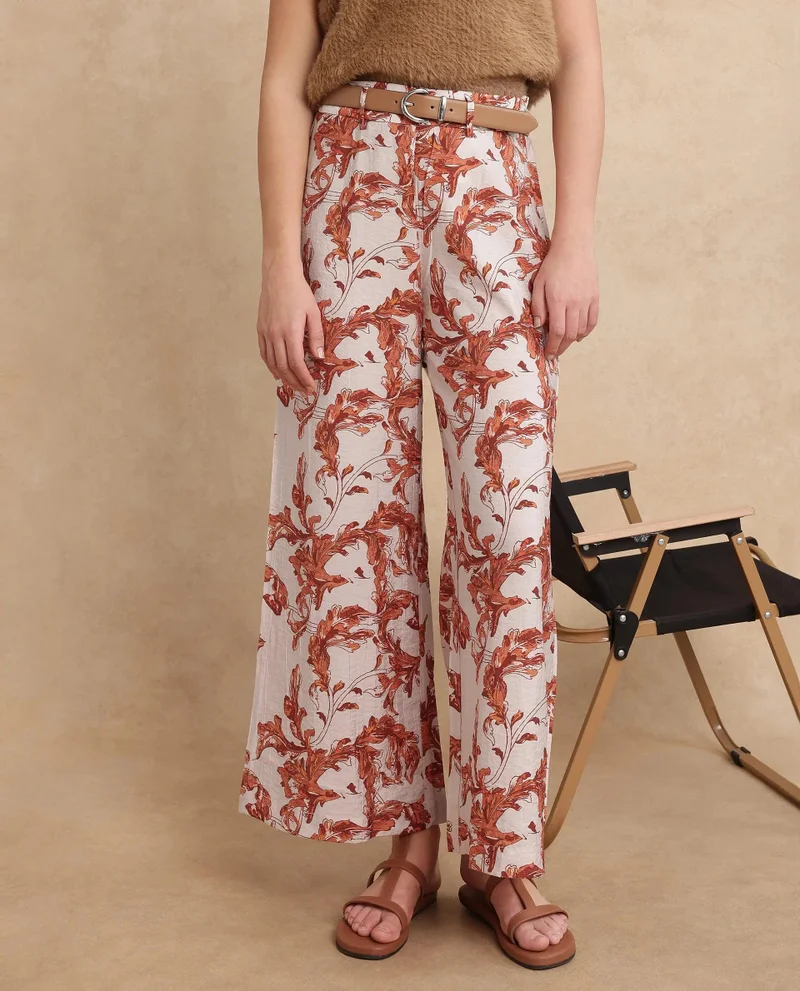 Rareism Women's Printed Flared Trouser