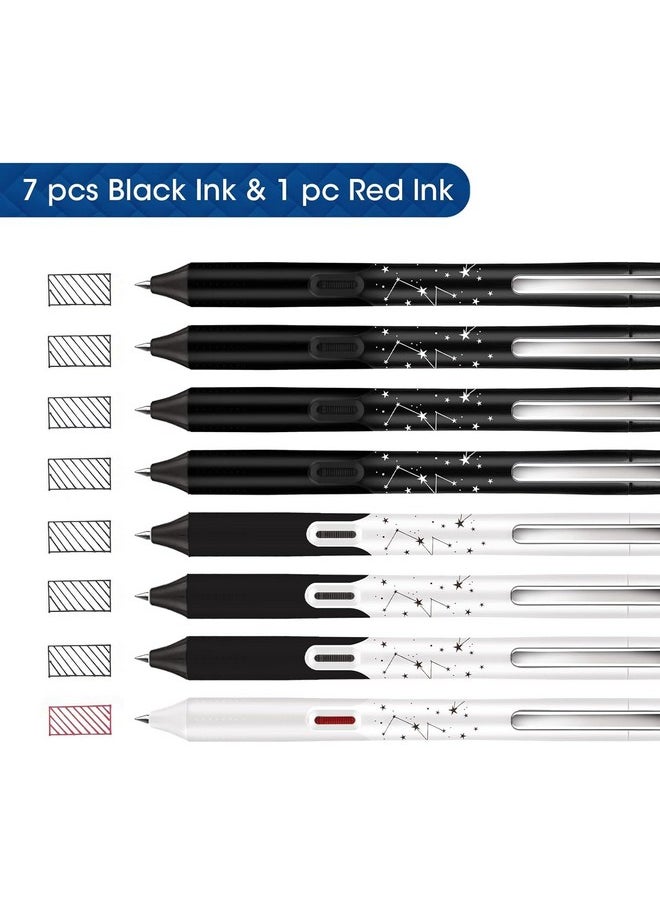 WRITECH Retractable Liquid Rollerball Pen: Click Silent Multicolor Rolling Ball Pens Black & Red Ink Colorwriting Journaling Notetaking Sketching 8Ct Smooth 0.5Mm Fine Point Tip No Bleed Smear Smudge  - Image 2