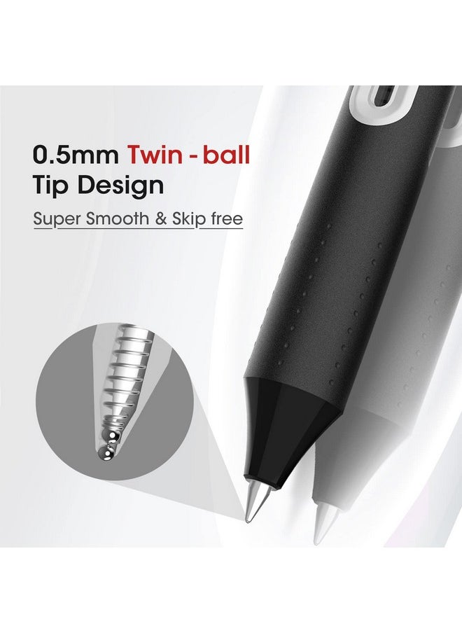 WRITECH Retractable Liquid Rollerball Pen: Click Silent Multicolor Rolling Ball Pens Black & Red Ink Colorwriting Journaling Notetaking Sketching 8Ct Smooth 0.5Mm Fine Point Tip No Bleed Smear Smudge  - Image 4
