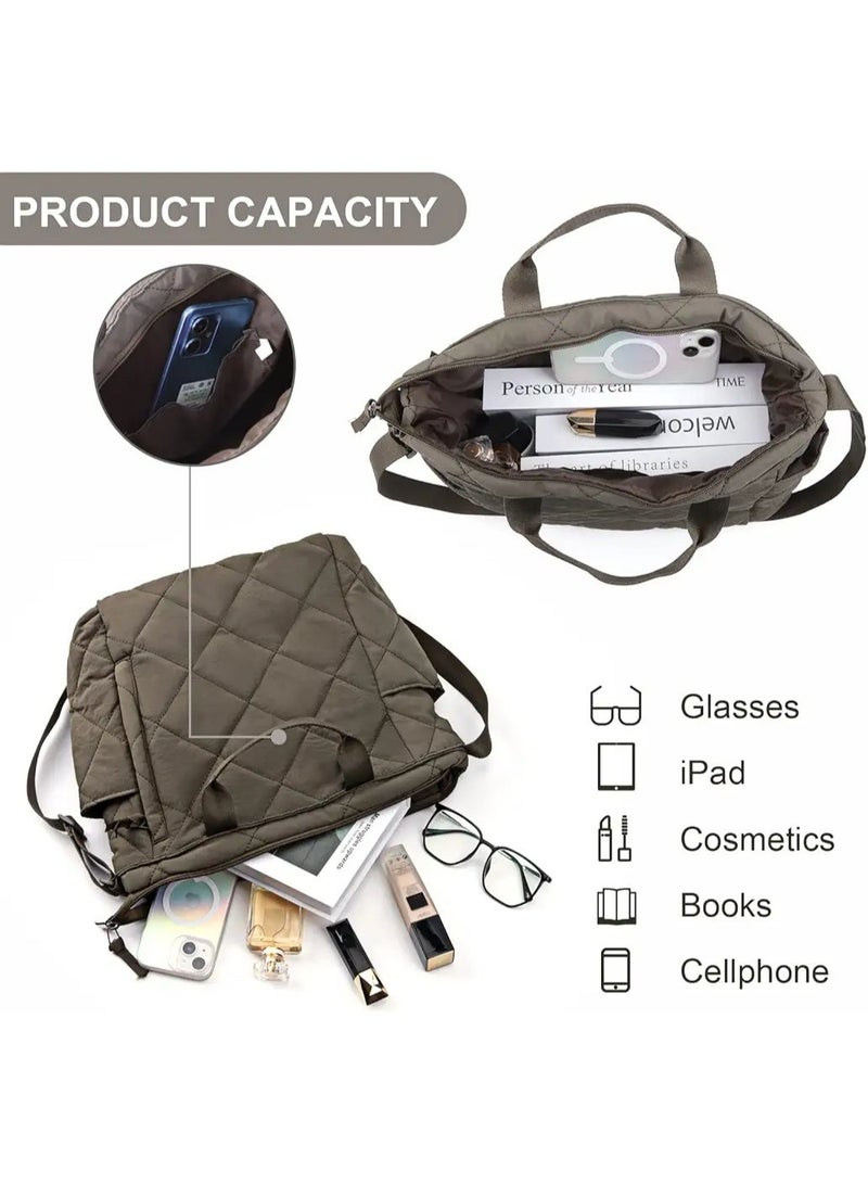 Tote Bag Canvas Waterproof-Crossbody & Shoulder Bag Multi Pockets & Functional Bag - Perfect For Shopping, Travel, Work,College, Students & Everyday Use. - Image 5