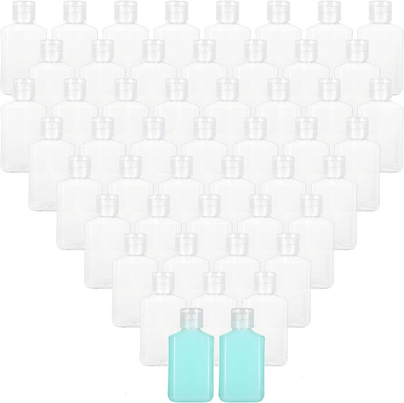 APACALI 100PCS Plastic Travel Bottles 2oz Mini Shampoo Bottles Small Empty Bottles Refillable Cosmetic Containers with Flip Cap Clear Portable Small Bottles for Liquid, Lotions, Toner, Body Soap
