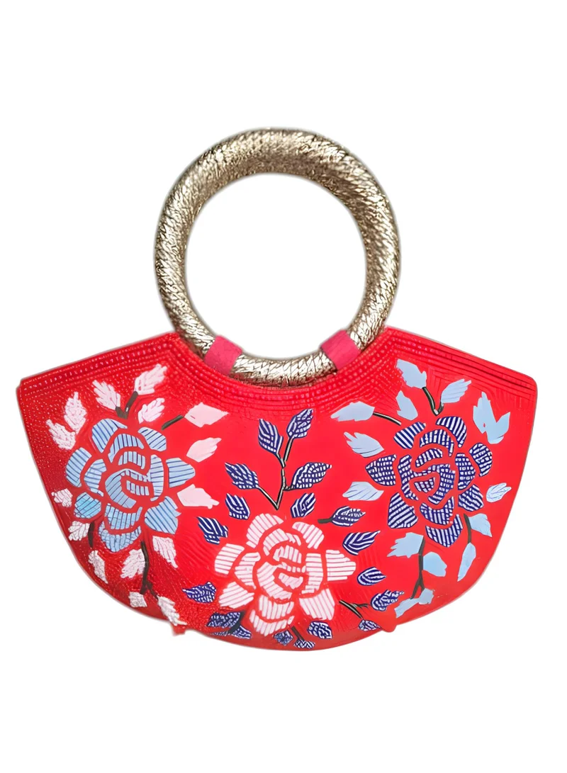 Harsha's Glam Clutches HGC FLORAL RING HANDBAG