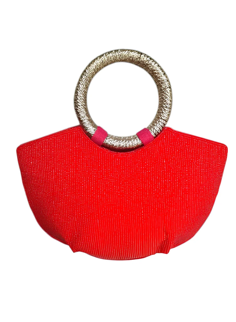 Harsha's Glam Clutches HGC FLORAL RING HANDBAG