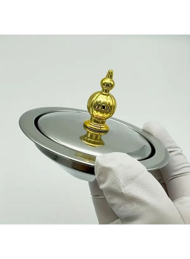 Stainless Steel Windproof Ashtray With Lid Glass Funnel Smoke Leakage Proof Oval Design - Image 3