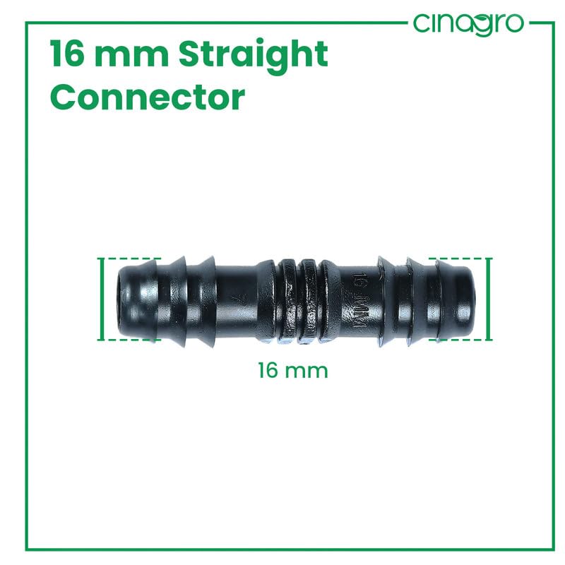 Cinagro 16mm Straight Connector, Drip Irrigation Accessory, UV-Stabilized Non-Toxic Material, Leak-Proof, Easy to Install, for Garden Pipes, Planters & Drip Systems, for Watering Plants, Pack of 25 - Image 4