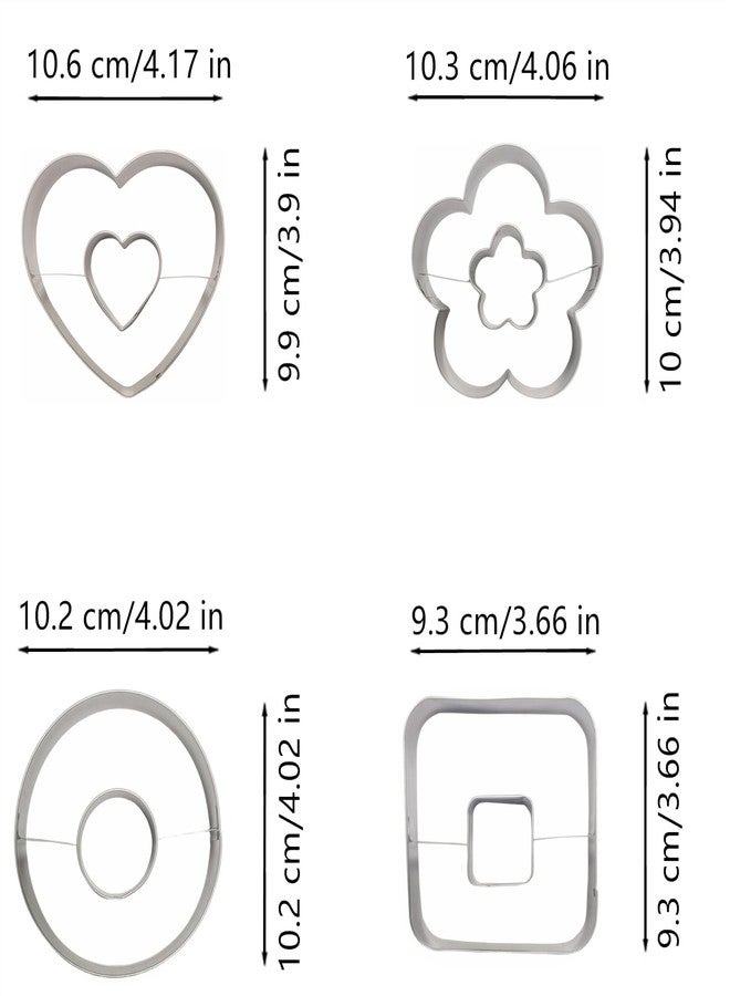 Comais Large Size Donut Design Cookie Cutters Set of 4 pcs, Stainless Steel 4 Shapes Cream-filled Doughnut Fondant Cutter Molds Baking DIY (Round + Square + Heart + Flower) - Image 4