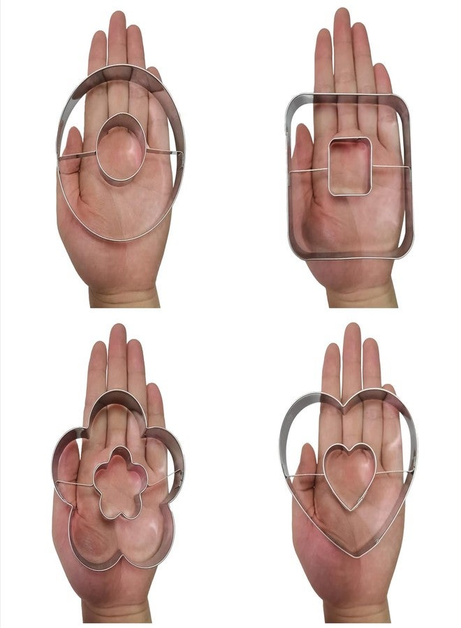 Comais Large Size Donut Design Cookie Cutters Set of 4 pcs, Stainless Steel 4 Shapes Cream-filled Doughnut Fondant Cutter Molds Baking DIY (Round + Square + Heart + Flower) - Image 3