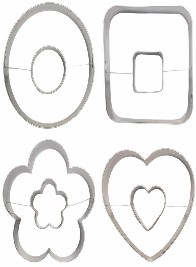 Comais Large Size Donut Design Cookie Cutters Set of 4 pcs, Stainless Steel 4 Shapes Cream-filled Doughnut Fondant Cutter Molds Baking DIY (Round + Square + Heart + Flower) - Image 5