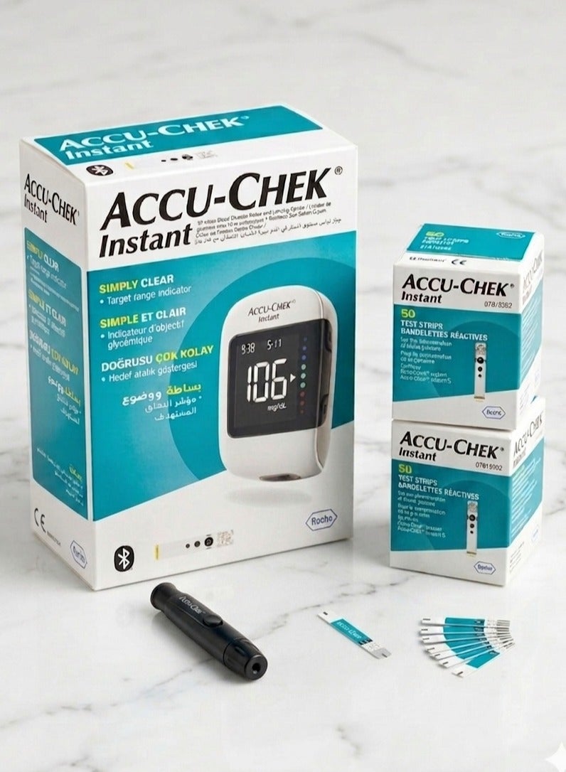 ACCU-CHEK Instant Instant blood glucose monitor set & 100 strips - Image 2