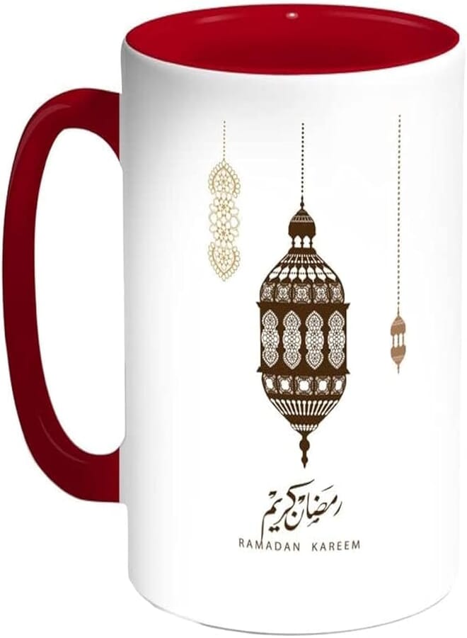 RYN Ramadan Kareem Printed Coffee Mug Red/White/Brown 11ounce