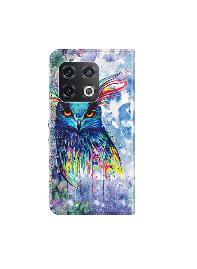 اس-توب جراب لهاتف OnePlus 10 Pro بنمط رسم ثلاثي الأبعاد مصنوع من مادة TPU + جلد PU - Image 3