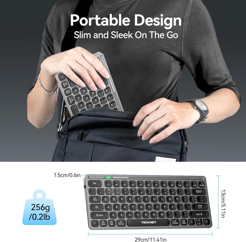 TECKNET 2.4G Small Wireless Keyboards, Mini Keyboard Compact Wireless Keyboard with Media Hotkeys for Computer Laptop, PC, Windows, Mac - Image 5