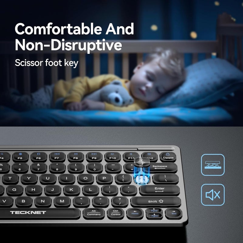 TECKNET 2.4G Small Wireless Keyboards, Mini Keyboard Compact Wireless Keyboard with Media Hotkeys for Computer Laptop, PC, Windows, Mac - Image 2