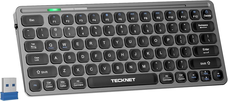 TECKNET 2.4G Small Wireless Keyboards, Mini Keyboard Compact Wireless Keyboard with Media Hotkeys for Computer Laptop, PC, Windows, Mac - Image 1