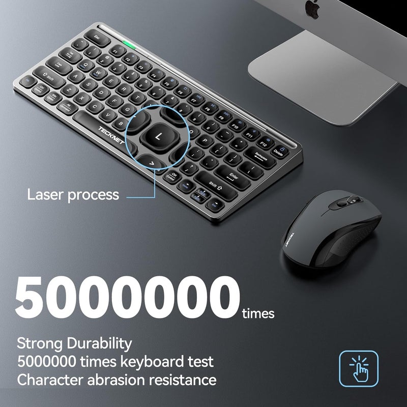TECKNET 2.4G Small Wireless Keyboards, Mini Keyboard Compact Wireless Keyboard with Media Hotkeys for Computer Laptop, PC, Windows, Mac - Image 4