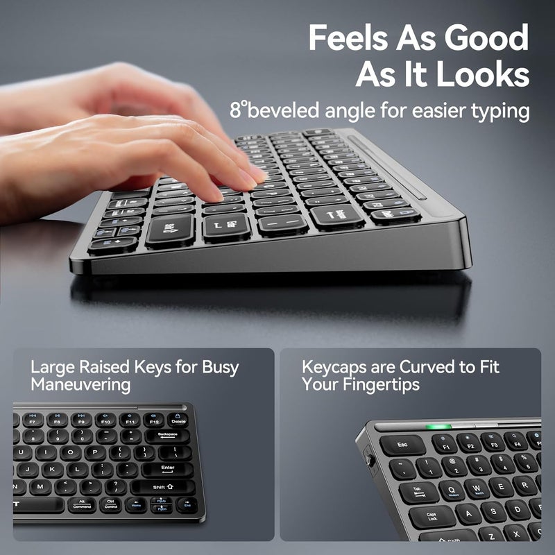 TECKNET 2.4G Small Wireless Keyboards, Mini Keyboard Compact Wireless Keyboard with Media Hotkeys for Computer Laptop, PC, Windows, Mac - Image 3