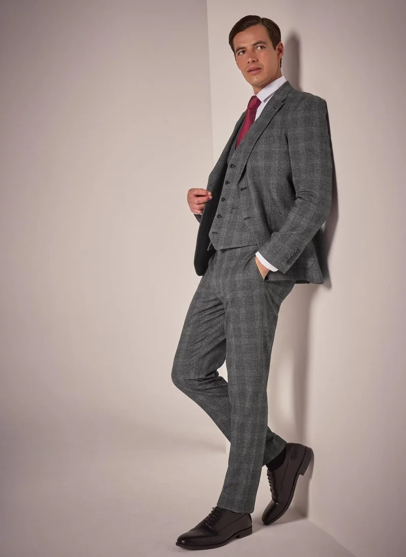 Matalan Charcoal Taylor & Wright Stanton Grey Check Slim Fit Trousers for Men | Best Price UAE