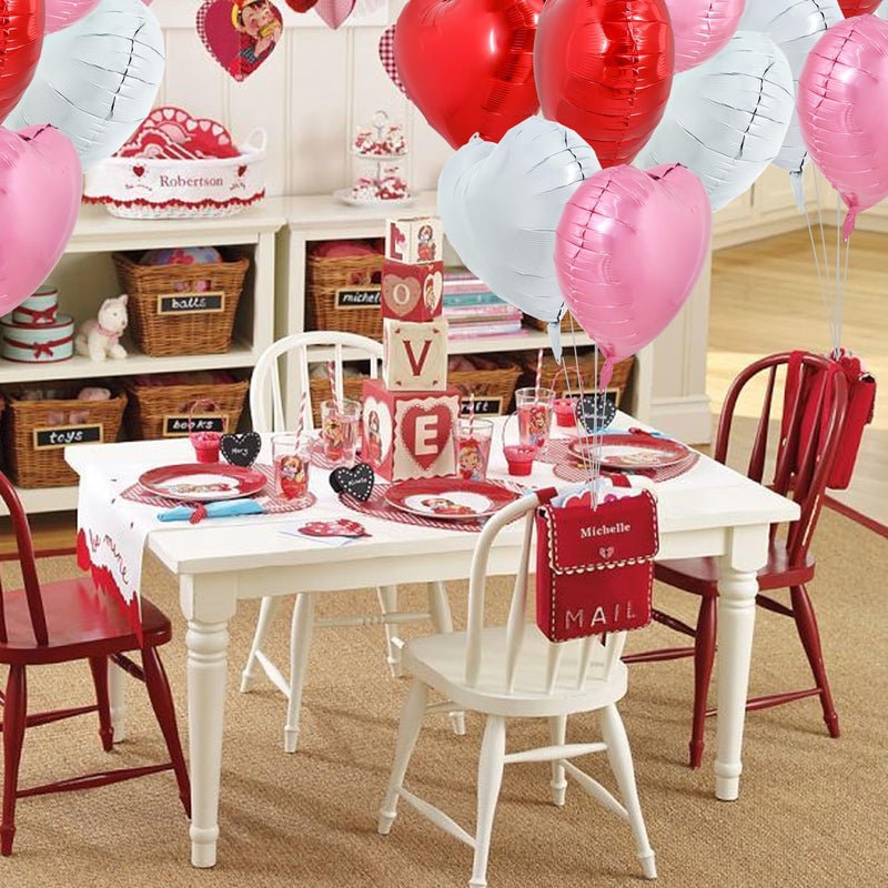 TONIFUL 30Pcs 18 Inch Heart Balloons Red White Pink Valentineâ€™s Day Heart Shape Foil Mylar Balloons Decoration for Romantic Valentine's Day Wedding Bridal Shower Anniversary Engagement Party Supplies - Image 5