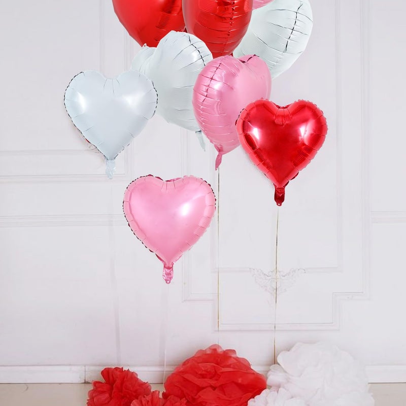 TONIFUL 30Pcs 18 Inch Heart Balloons Red White Pink Valentineâ€™s Day Heart Shape Foil Mylar Balloons Decoration for Romantic Valentine's Day Wedding Bridal Shower Anniversary Engagement Party Supplies - Image 4