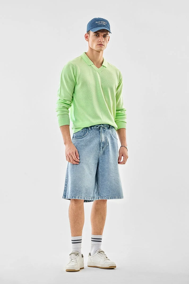 SNITCH 100% Cotton Flat Knit Polo Sweater