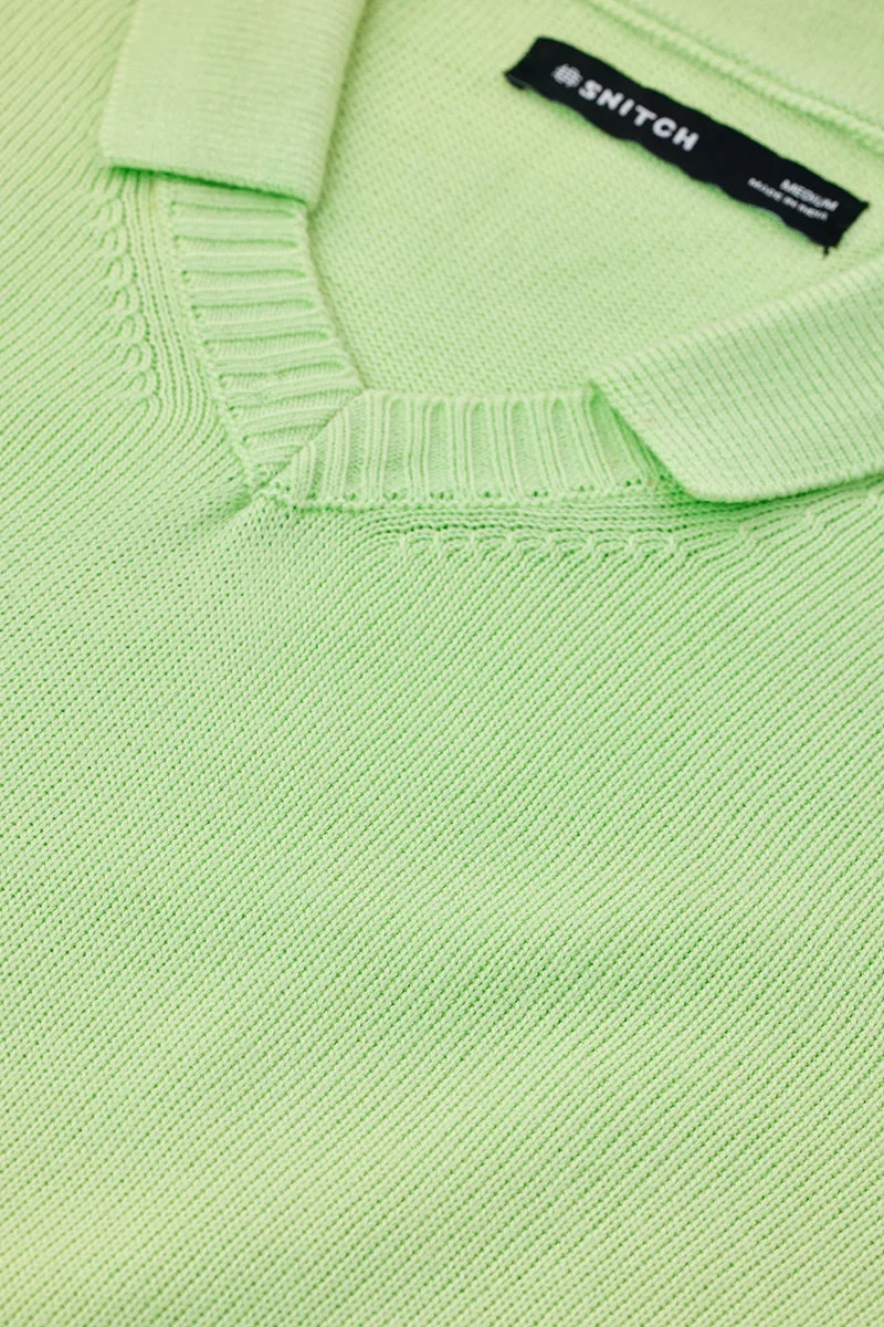 Snitch Green 100% Cotton Flat Knit Polo Sweater for Men | Best Price UAE