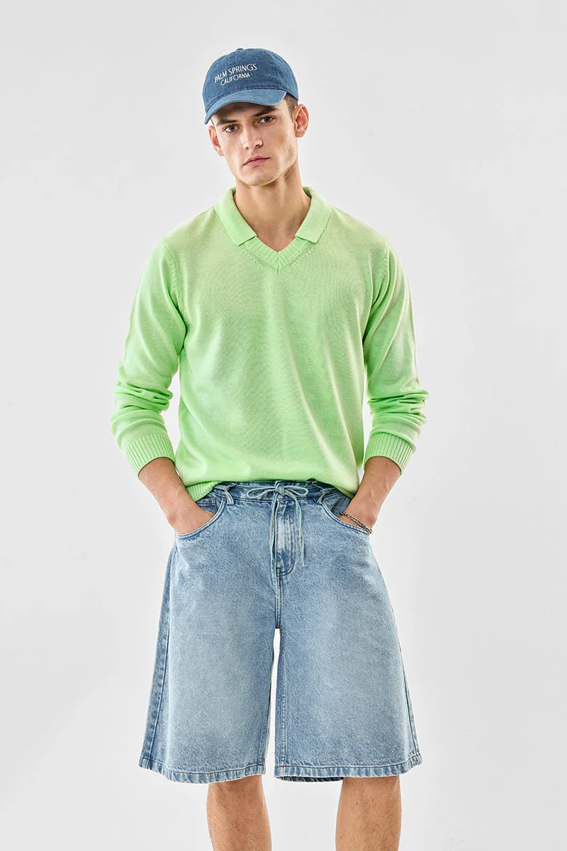 سنيتش كنزة بولو قطنية محبوكة مسطحة