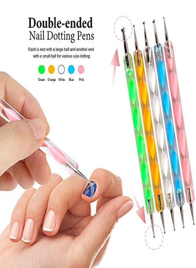 Teenitor Designer Teenitor Stamp Nail Art Tool With 15Pcs Nail Painting Brushes Nail Dotting Tool Nail Foil Manicure Tape Color Rhinestones For Nails - Image 4