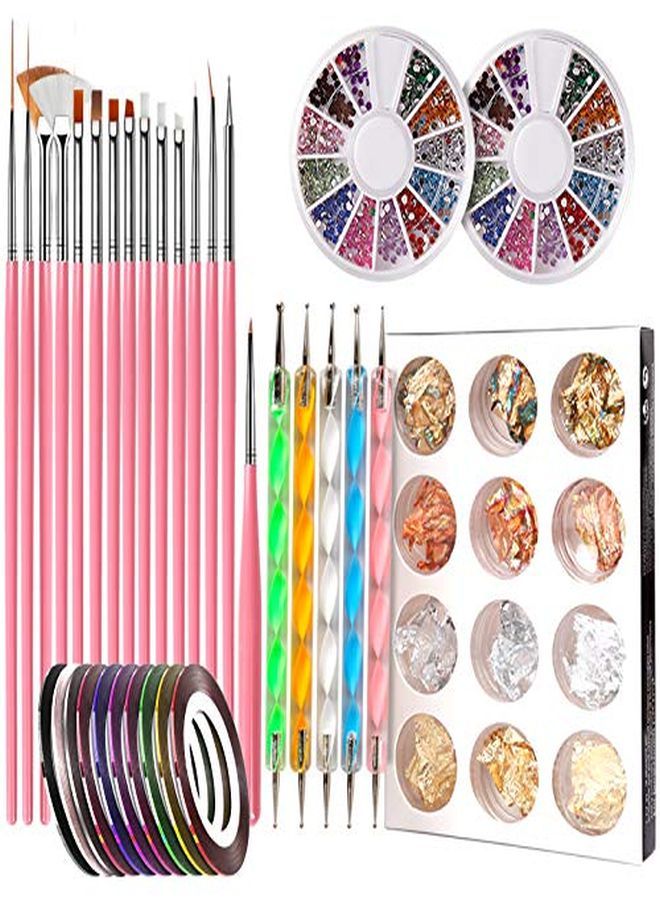 Teenitor Designer Teenitor Stamp Nail Art Tool With 15Pcs Nail Painting Brushes Nail Dotting Tool Nail Foil Manicure Tape Color Rhinestones For Nails - Image 1