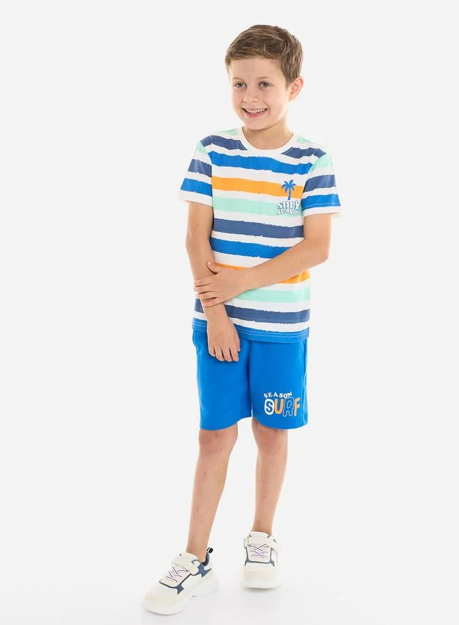 victor and jane Victor And Jane Boys Multi Striped T-Shirt and Shorts Set