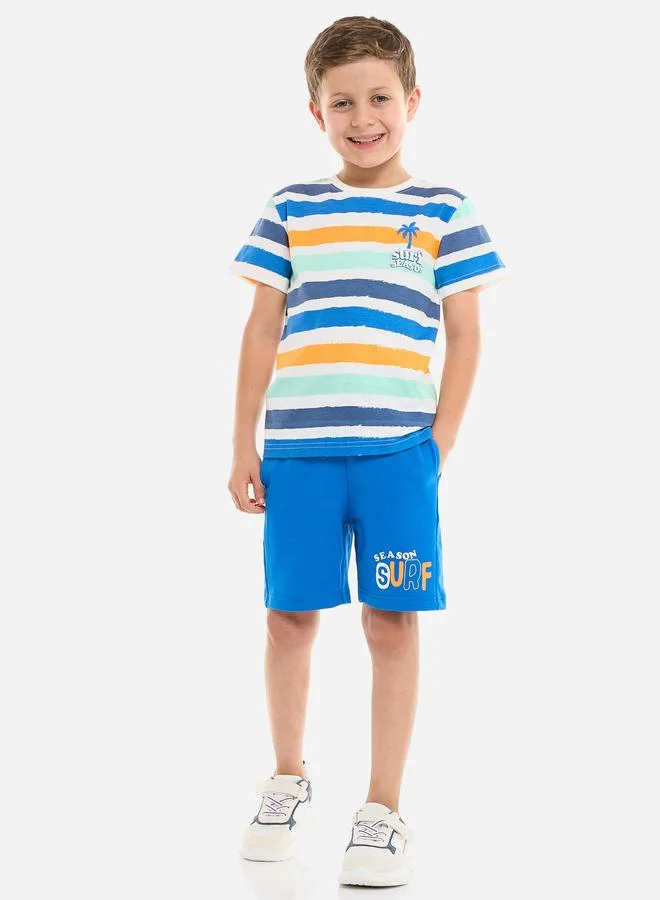 victor and jane Victor And Jane Boys Multi Striped T-Shirt and Shorts Set