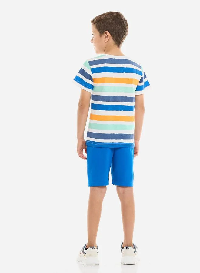 victor and jane Victor And Jane Boys Multi Striped T-Shirt and Shorts Set