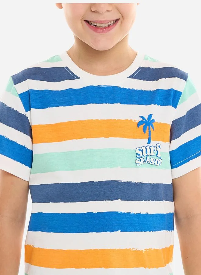 victor and jane Victor And Jane Boys Multi Striped T-Shirt and Shorts Set