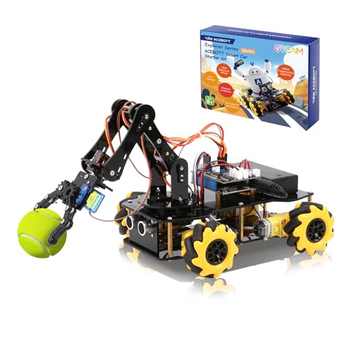 ACEBOTT 5DOF Smart Robot Arm Car Kit 4WD Remote Control Car Compatible with ArduinoPythonBlockly Programming ProjectSTEM EducationScience Coding Kit for 12 Teens and Adults Unique Gifts - Image 1