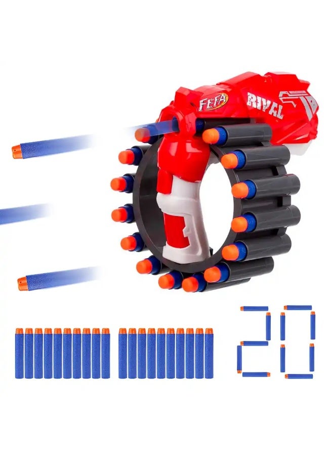 Toyshine Long Range 60ft Pull-Reload Foam Blaster with 20 EVA Bullets & Wrist Target | Toy Gun - Image 1
