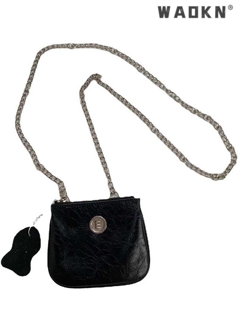 WAOKN Women's Premium Texture Chain Shoulder Bag, Girls PU Leather Headphones, Mobile Phone Storage Bag Crossbody Bags Carry Bag, Portable Pouch Coin Purse for College Students and Teenagers  - Image 1