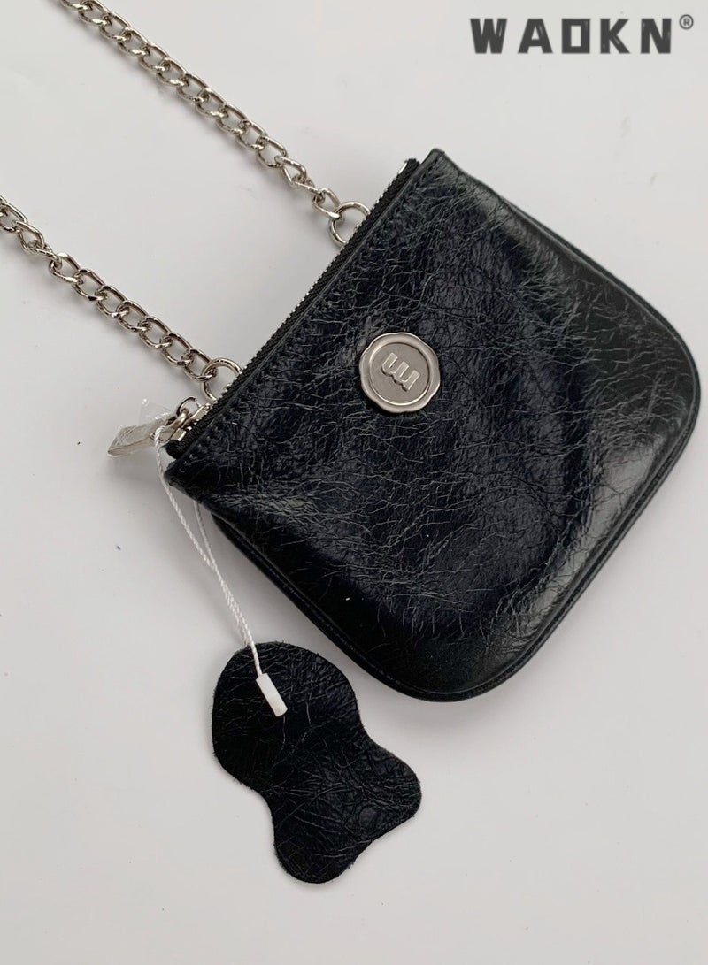 WAOKN Women's Premium Texture Chain Shoulder Bag, Girls PU Leather Headphones, Mobile Phone Storage Bag Crossbody Bags Carry Bag, Portable Pouch Coin Purse for College Students and Teenagers  - Image 5
