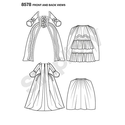 Simplicity 8578 Women's 18th Century Gown Historical Costume Sewing Pattern, Sizes 14-22 - Image 3