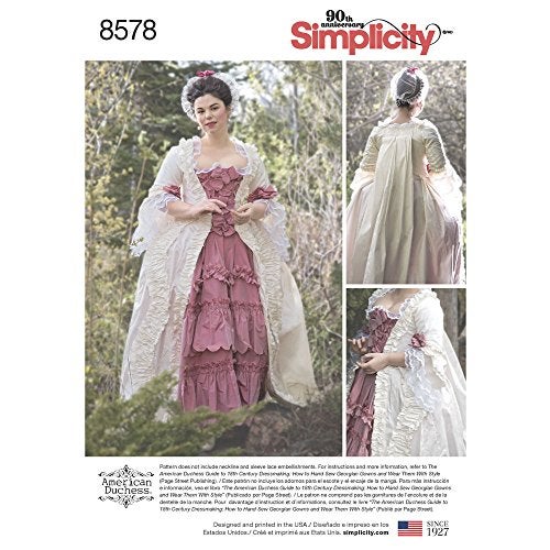 Simplicity 8578 Women's 18th Century Gown Historical Costume Sewing Pattern, Sizes 14-22 - Image 5